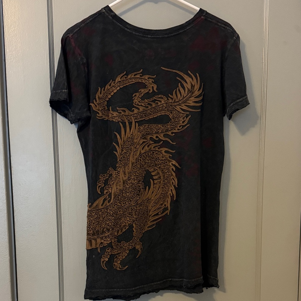 Sinful Black and Gray Golden Dragon T-Shirt - Picture 3 of 3